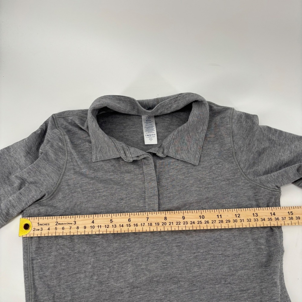 Ivivva Girls Polo Shirt Size 10 Gray Short Sleeve Heathered Activewear Lululemon - Picture 7 of 7